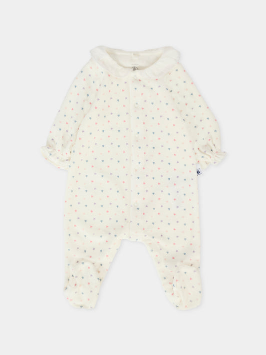 Tutina bianca per neonati con cuori colorati,Petit Bateau,A0DQS 01