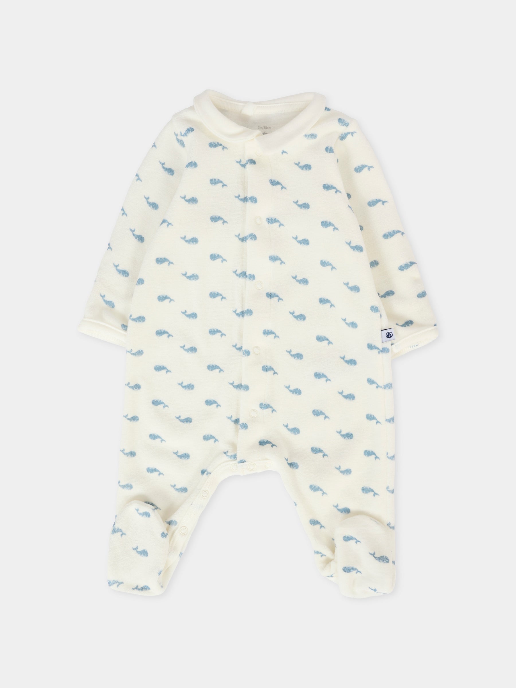 Tutina bianca per neonato con balene,Petit Bateau,A0DZ5 01