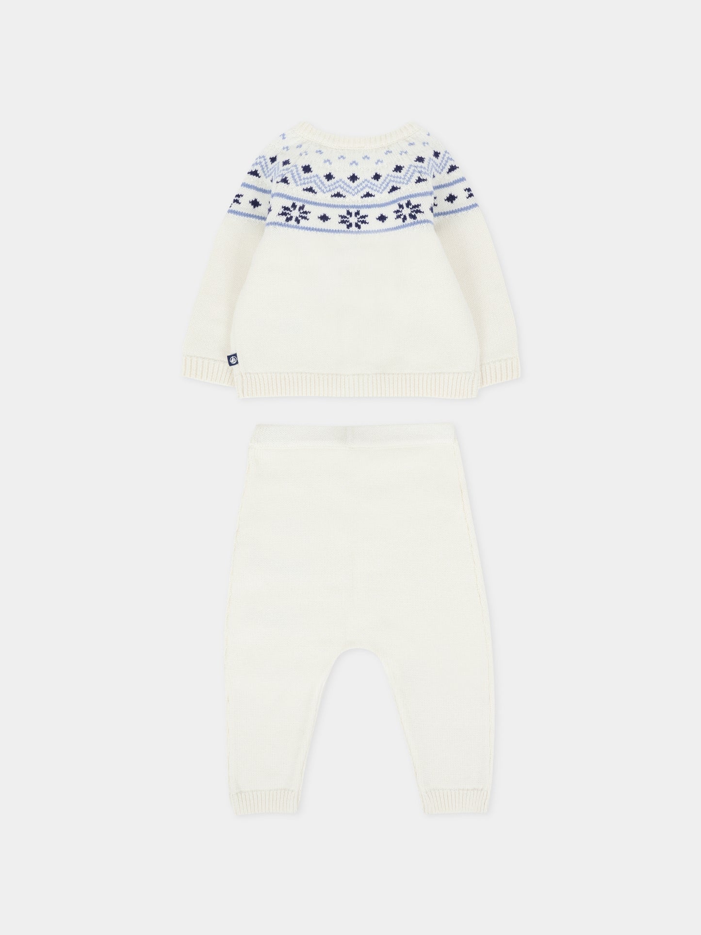 Completo nascita avorio per neonati con motivo nordico blu,Petit Bateau,A0ECE 01