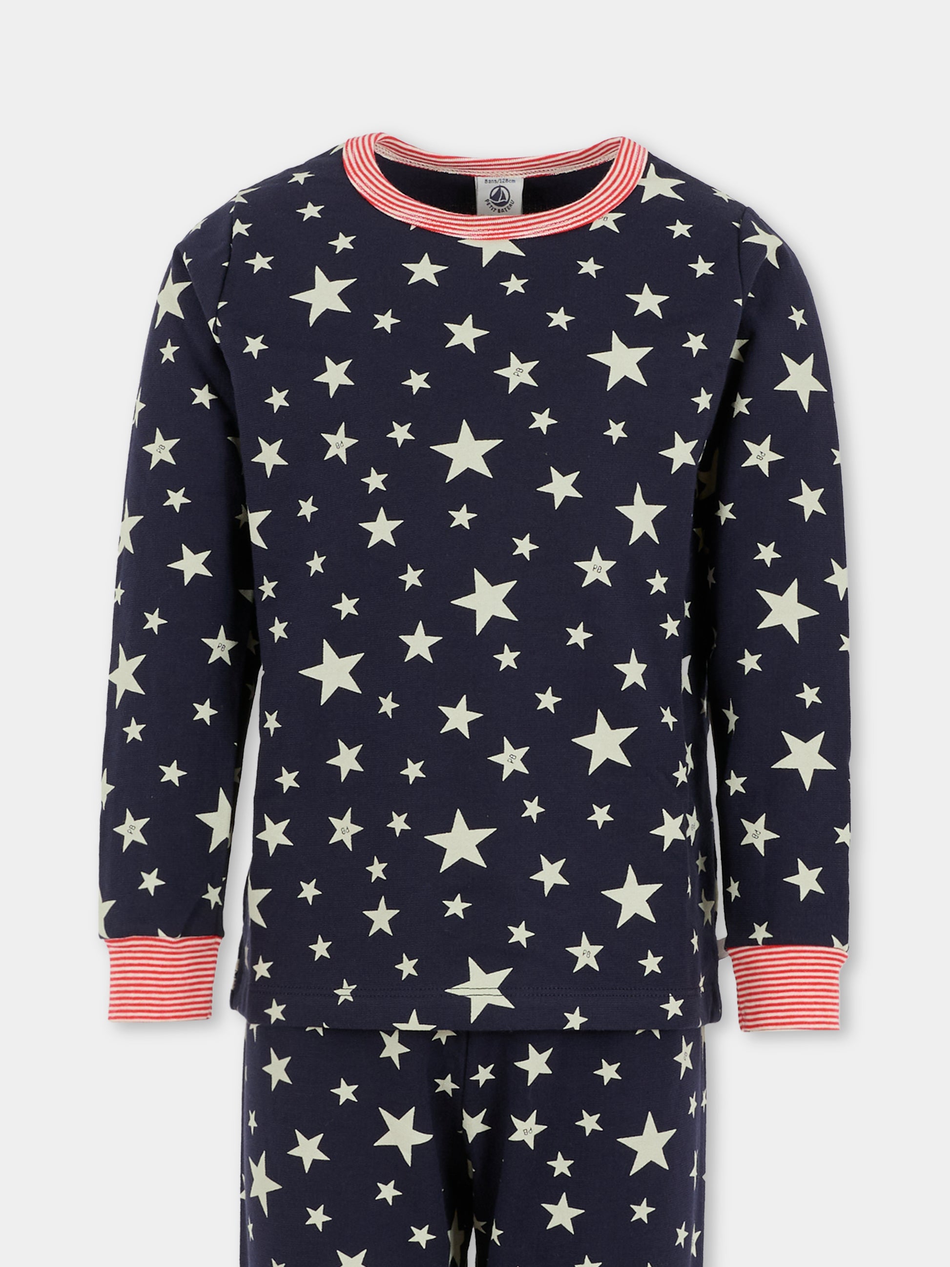Pigiama blu per bambini con stelle all over,Petit Bateau,A0DW4 01