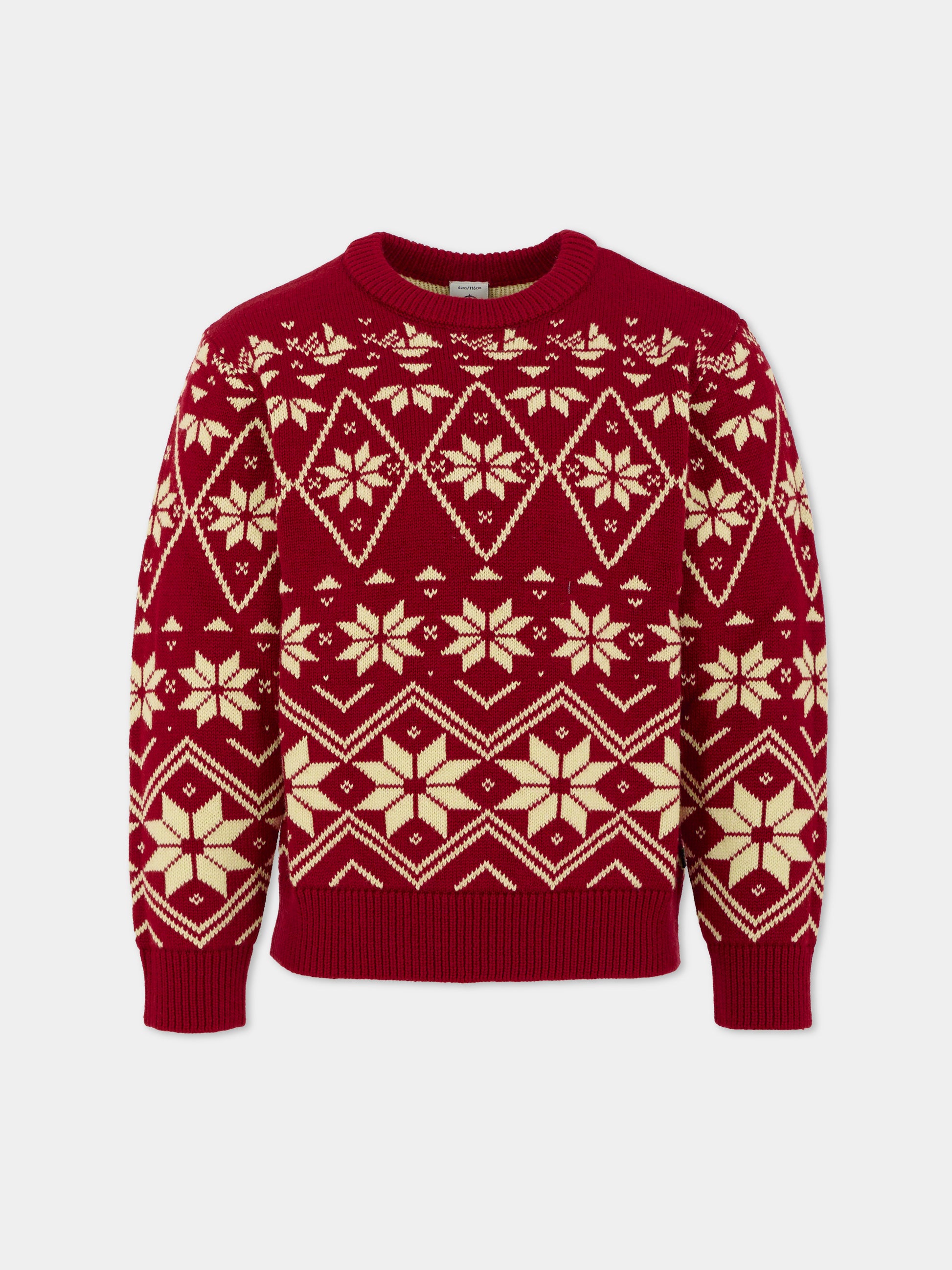 Maglione rosso per bambino con motivo jacquard,Petit Bateau,A0EEP 01