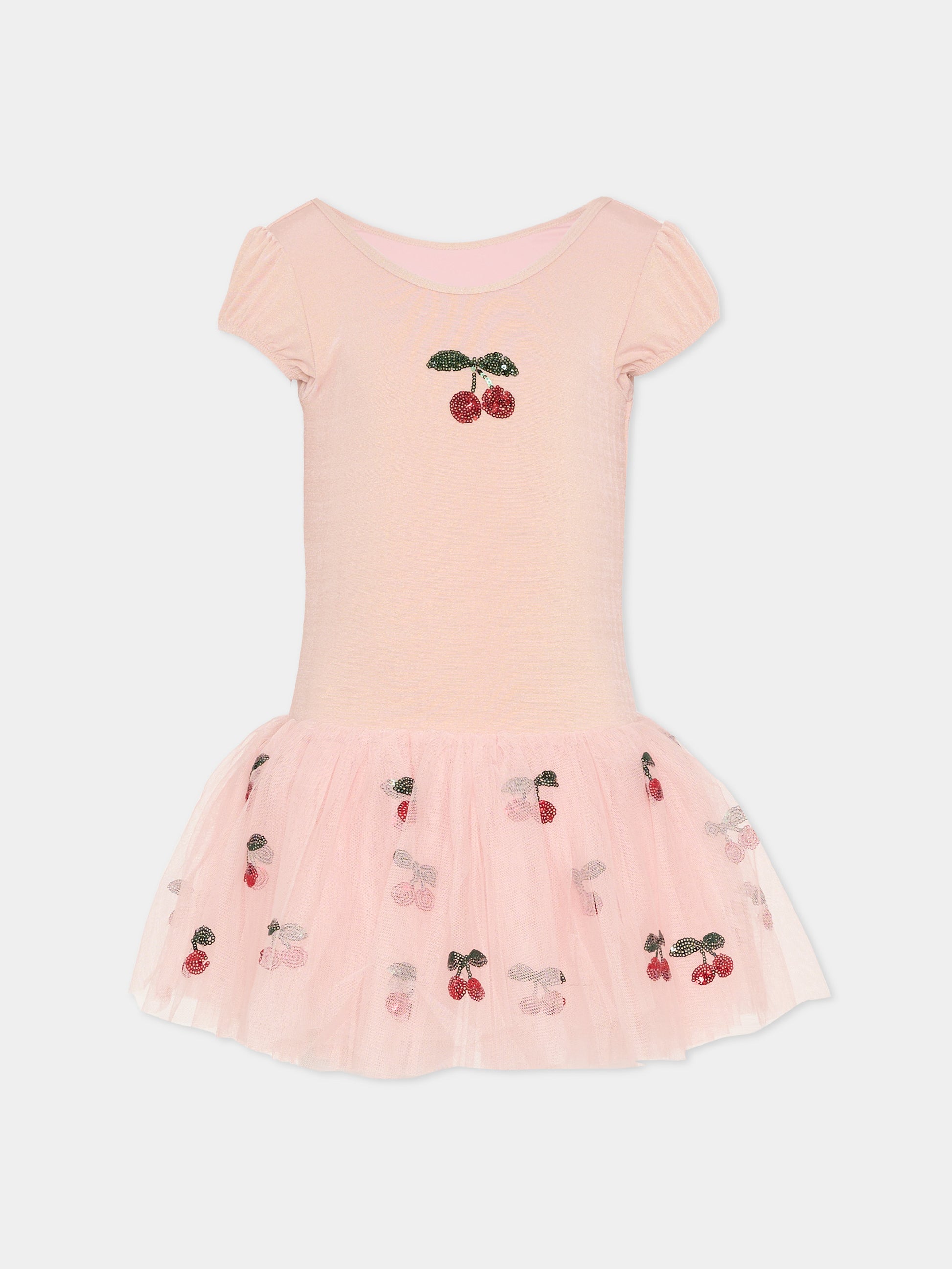 Vestito rosa per bambina con ciliegie,Konges Sløjd,KS103900 EVENING SAND