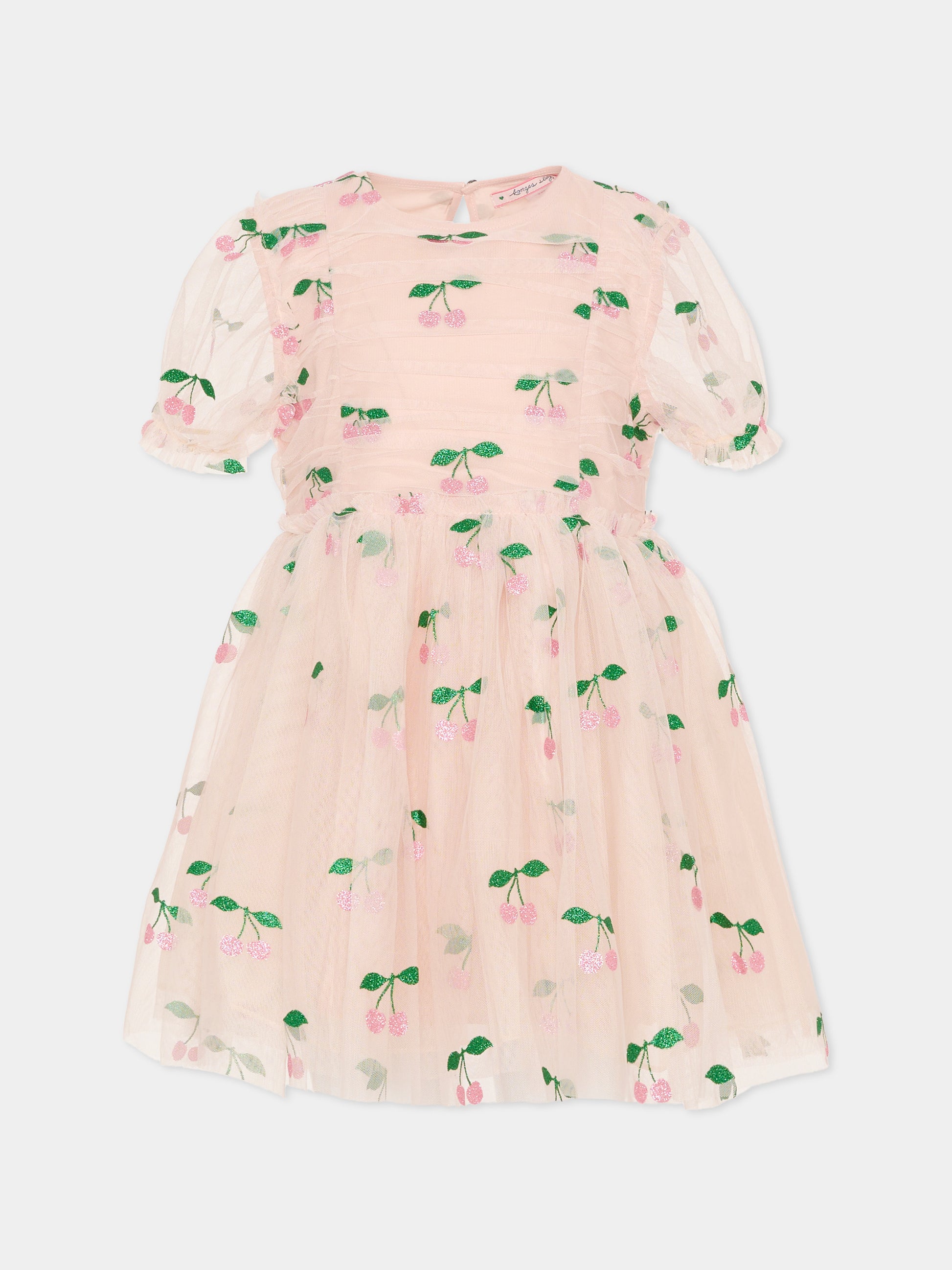 Vestito rosa per bambina con ciliegie rosa,Konges Sløjd,KS104020 MA GRANDE CERISE PINK GLITTER