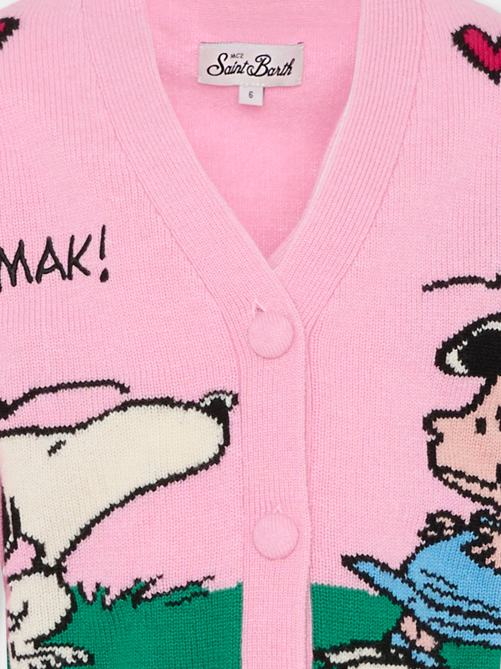 Cardigan rosa per bambina con Snoopy e Mafalda,Mc2 Saint Barth,DIY0001 - 00452I