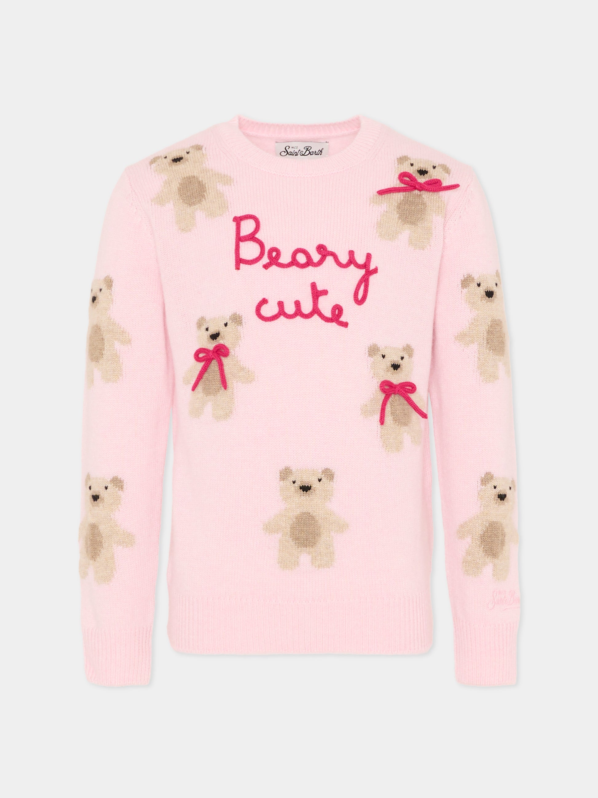 Maglione rosa per bambina con orsi e fiocchi,Mc2 Saint Barth,PRC0005 - 02267I