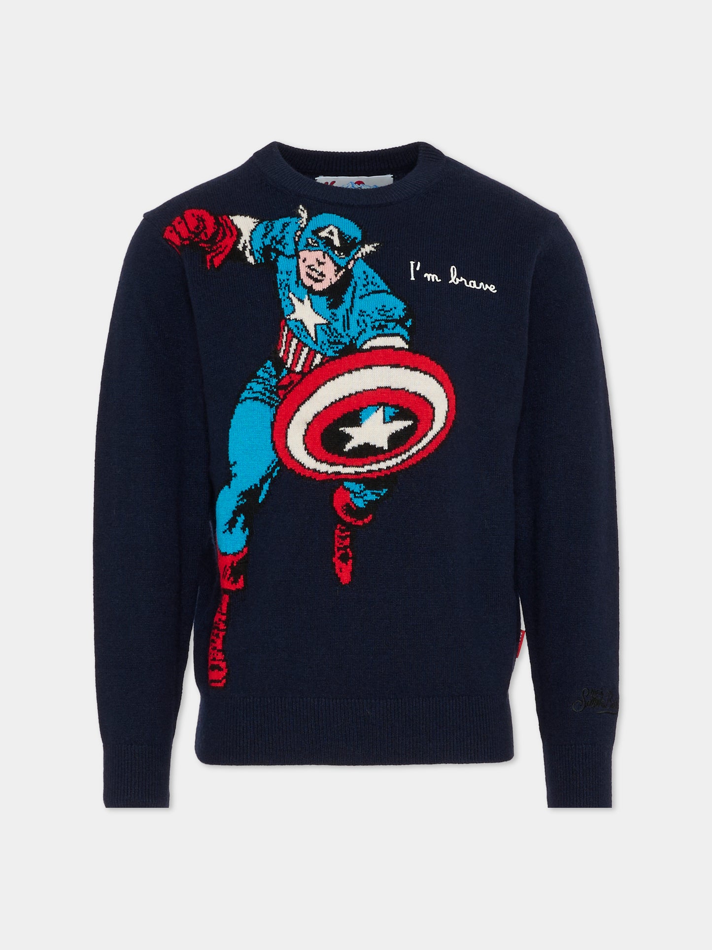 Maglione blu per bambino con Captain America,Mc2 Saint Barth,DOU0001 - 02453I