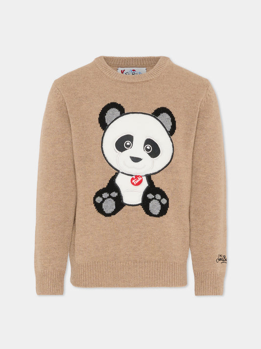 Maglione marrone per bambini con panda,Mc2 Saint Barth,DOU0001 - 00078I