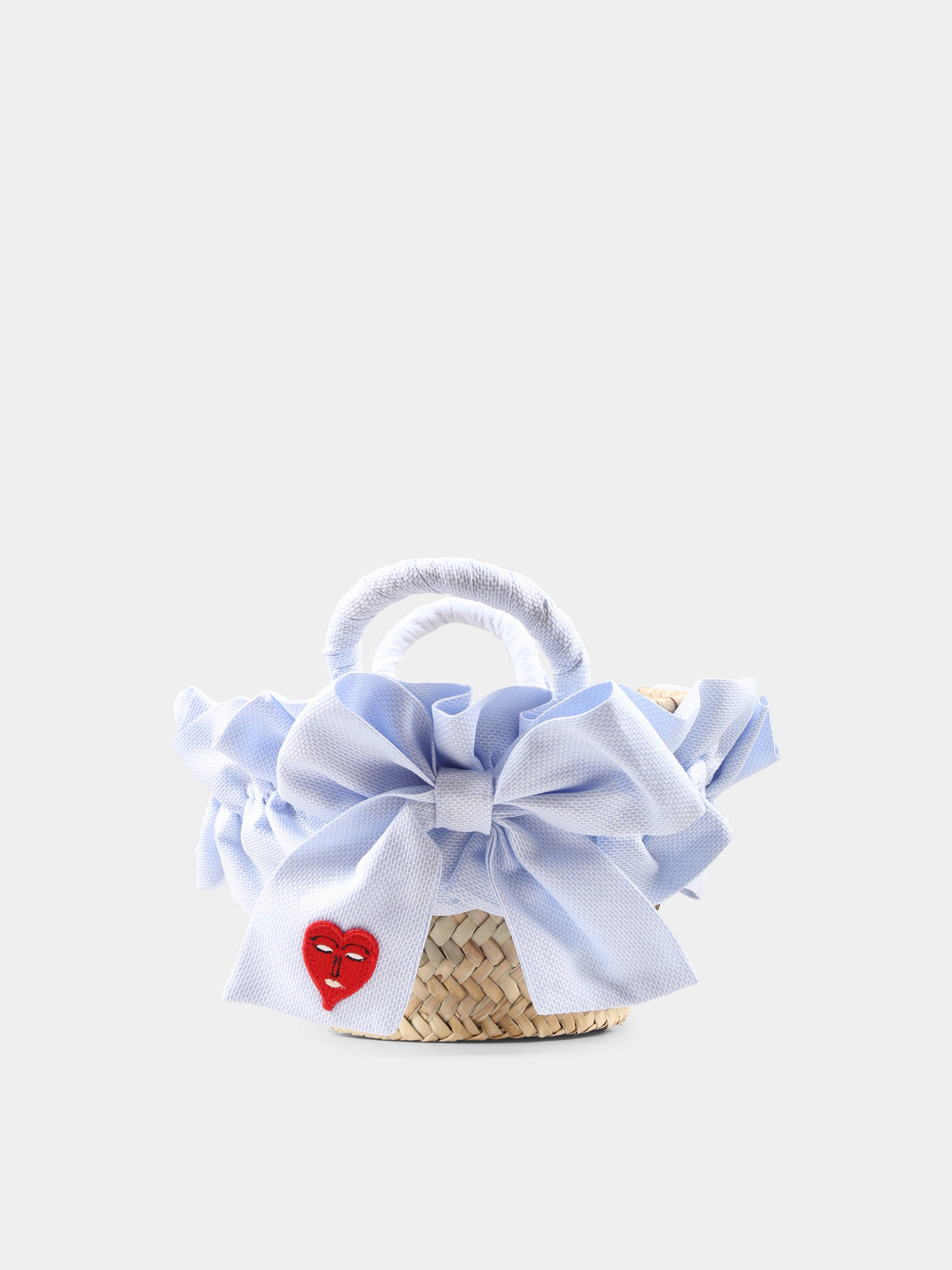 Borsa di paglia beige per bambina con fiocco,Vivetta Kids,VE2526A