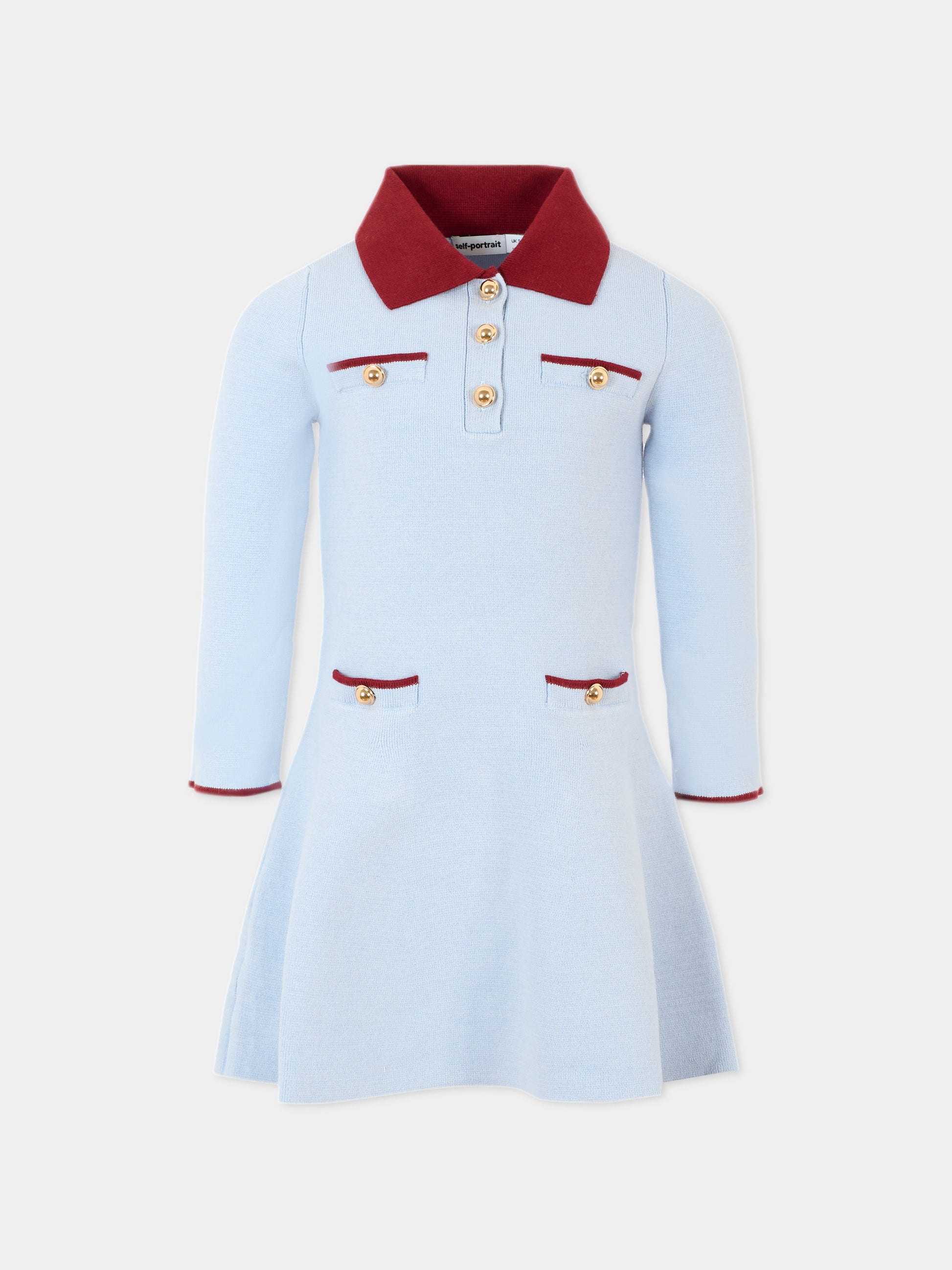 Vestito celeste per bambina,Self-portrait,AW25-748S-BL