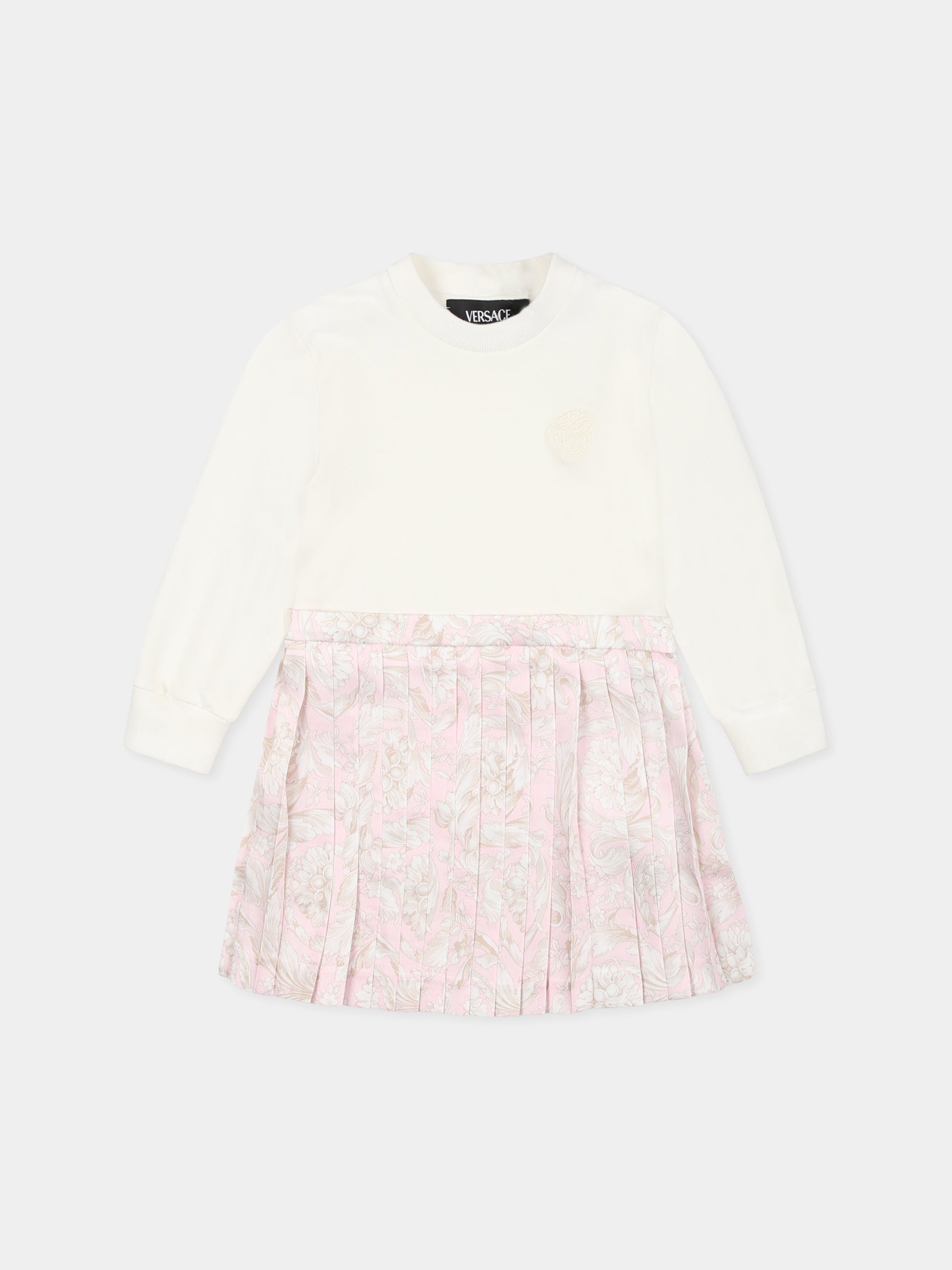 Vestito bianco per neonata con Medusa,Versace,1018610 1A13258 6WF50