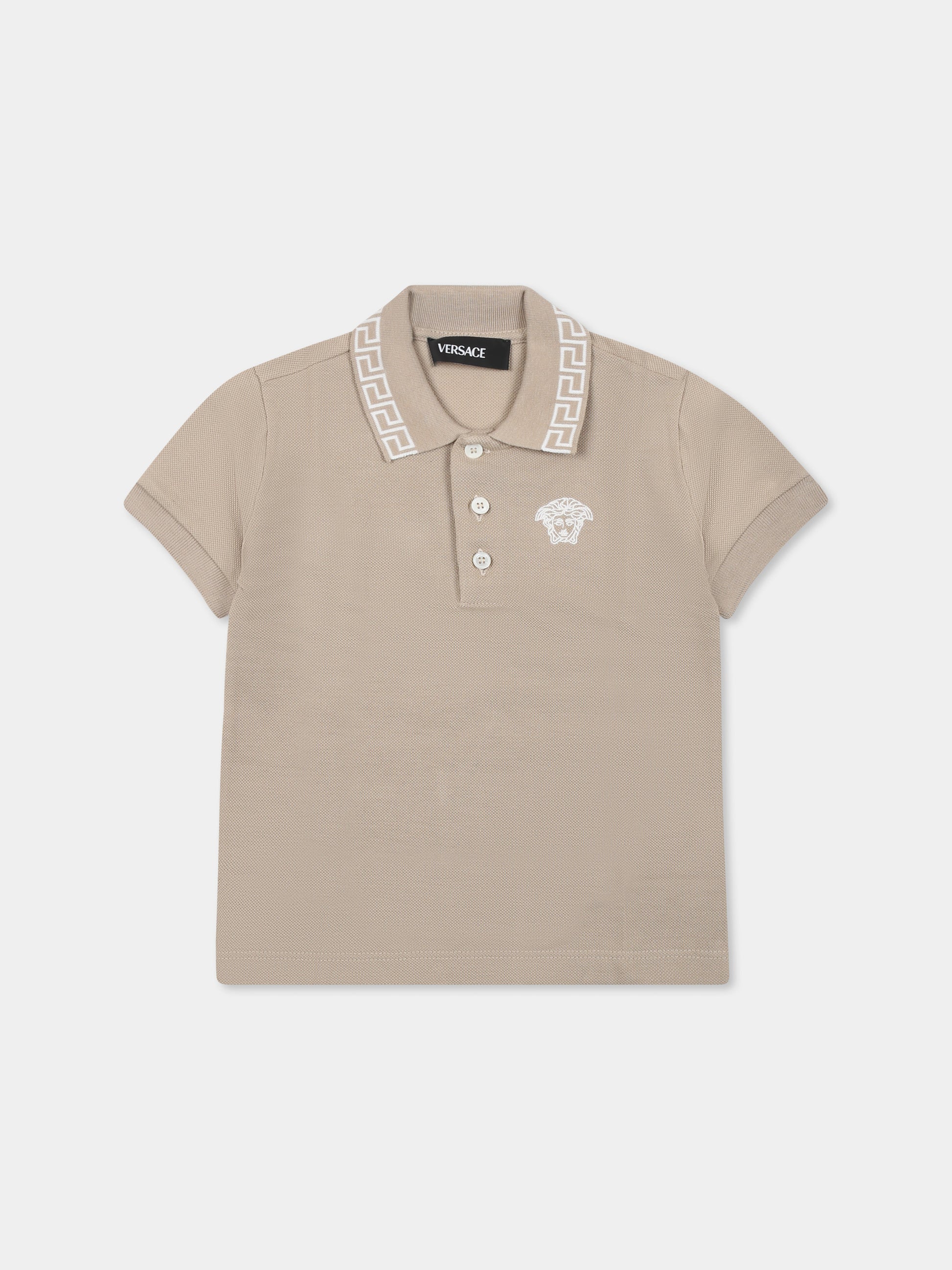 Polo beige per neonato con Medusa,Versace,1018617 1A13012 2KE30