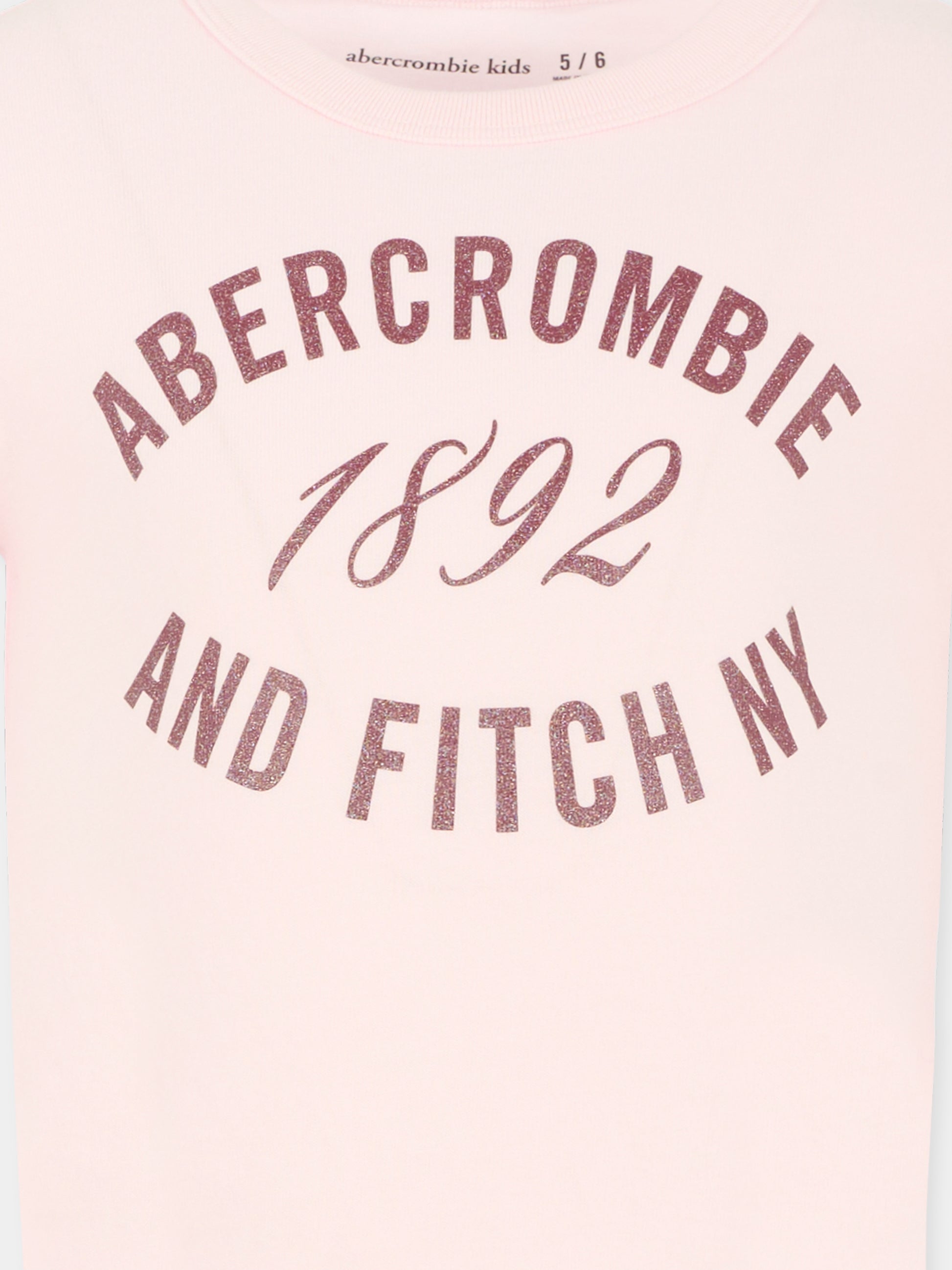 T-shirt rosa per bambina con logo,Abercrombie & Fitch,43AJ73 ADM