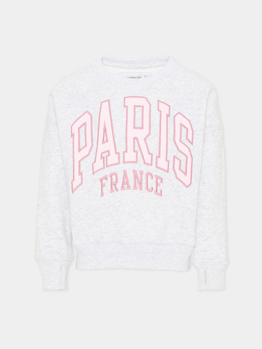 Felpa grigia per bambina con ricamo,Abercrombie & Fitch,43AJ88 GH3