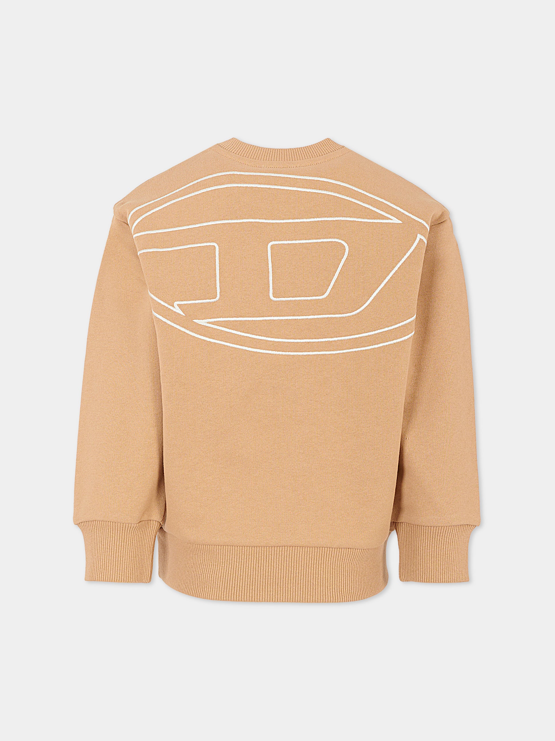 Felpa beige per bambino con logo ricamato,Diesel,J02274-0GYCJ-K726