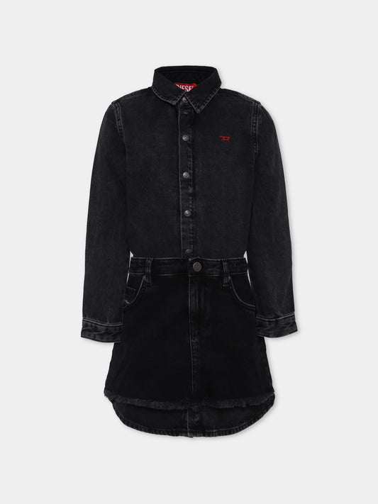 Vestito nero per bambina con logo,Diesel,J02350-KXBPT-K02