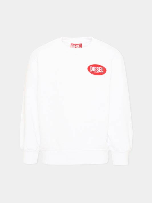 Sweat-shirt blanc pour garçon avec logo