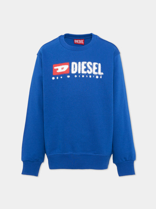 Sweat bleu pour garçon avec logo