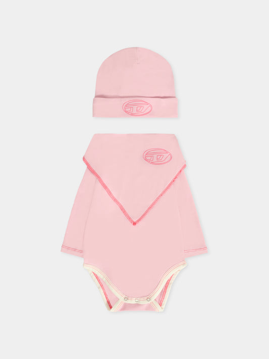 Set body rosa per neonata con logo,Diesel,N00085-KYAVU-K361