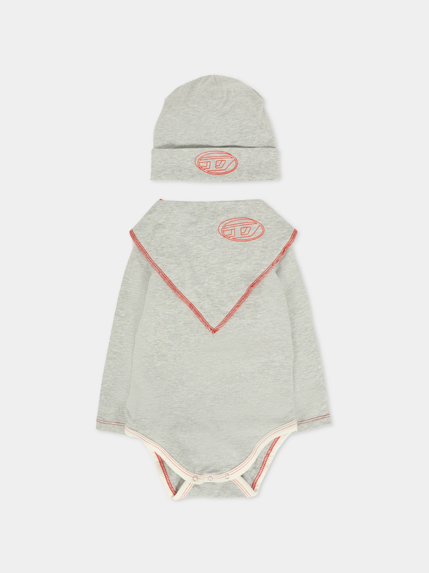 Set body grigio per neonato con logo,Diesel,N00085-KYAVU-K963