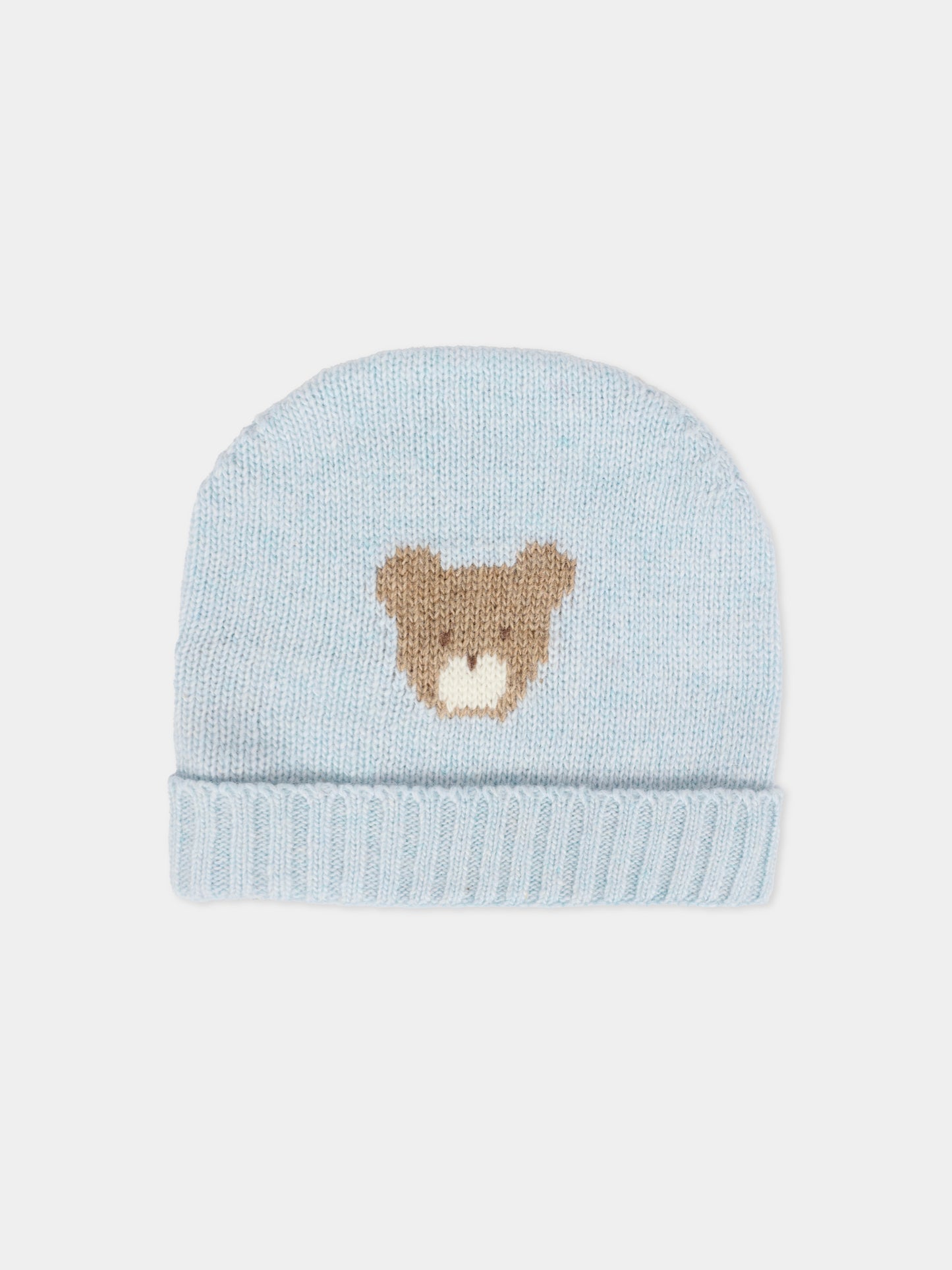 Berretto celeste per neonato con orsetto,J.o. Milano,569A1 CIELO