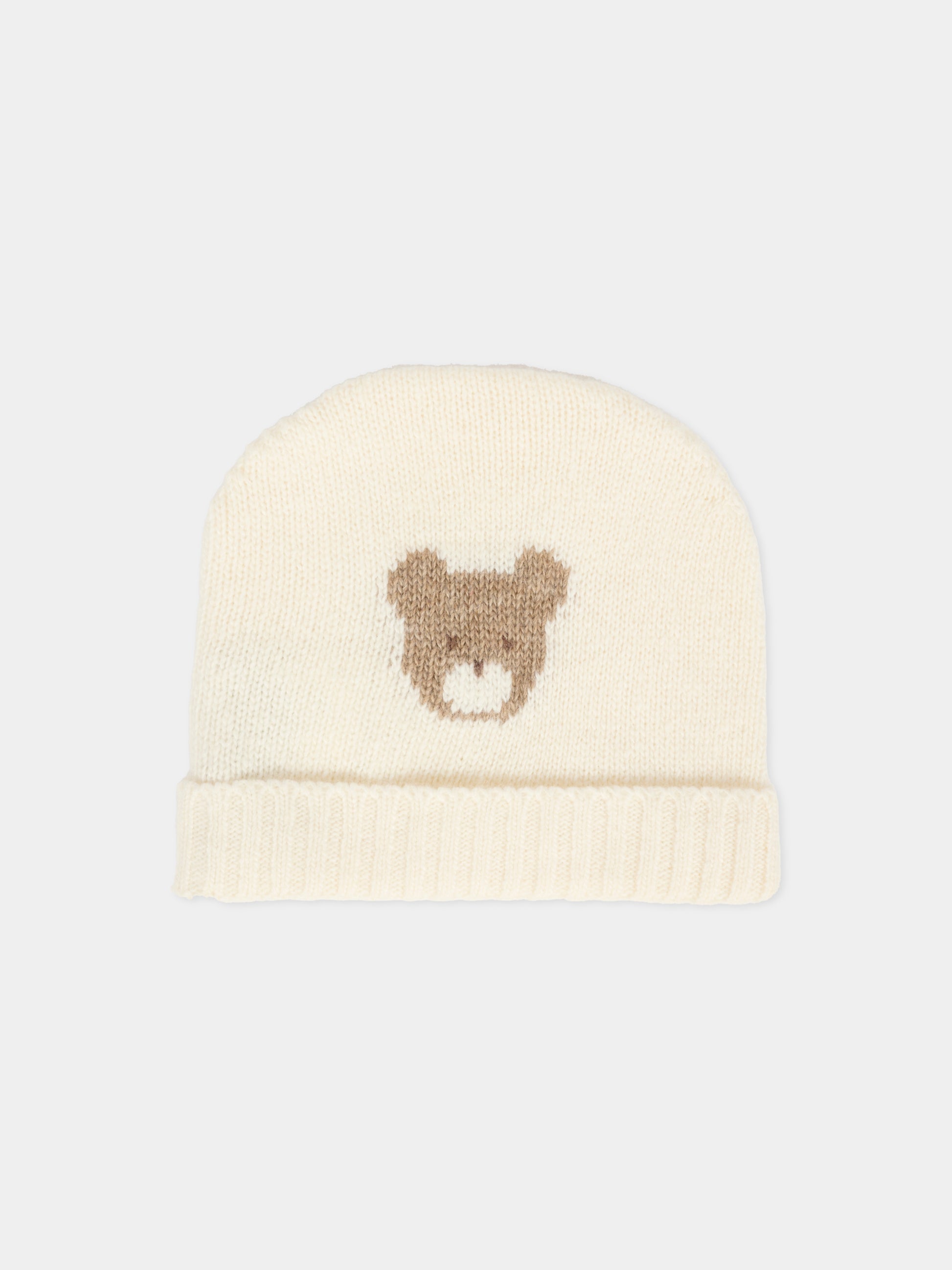 Berretto avorio per neonati con orsetto,J.o. Milano,569A1 PANNA