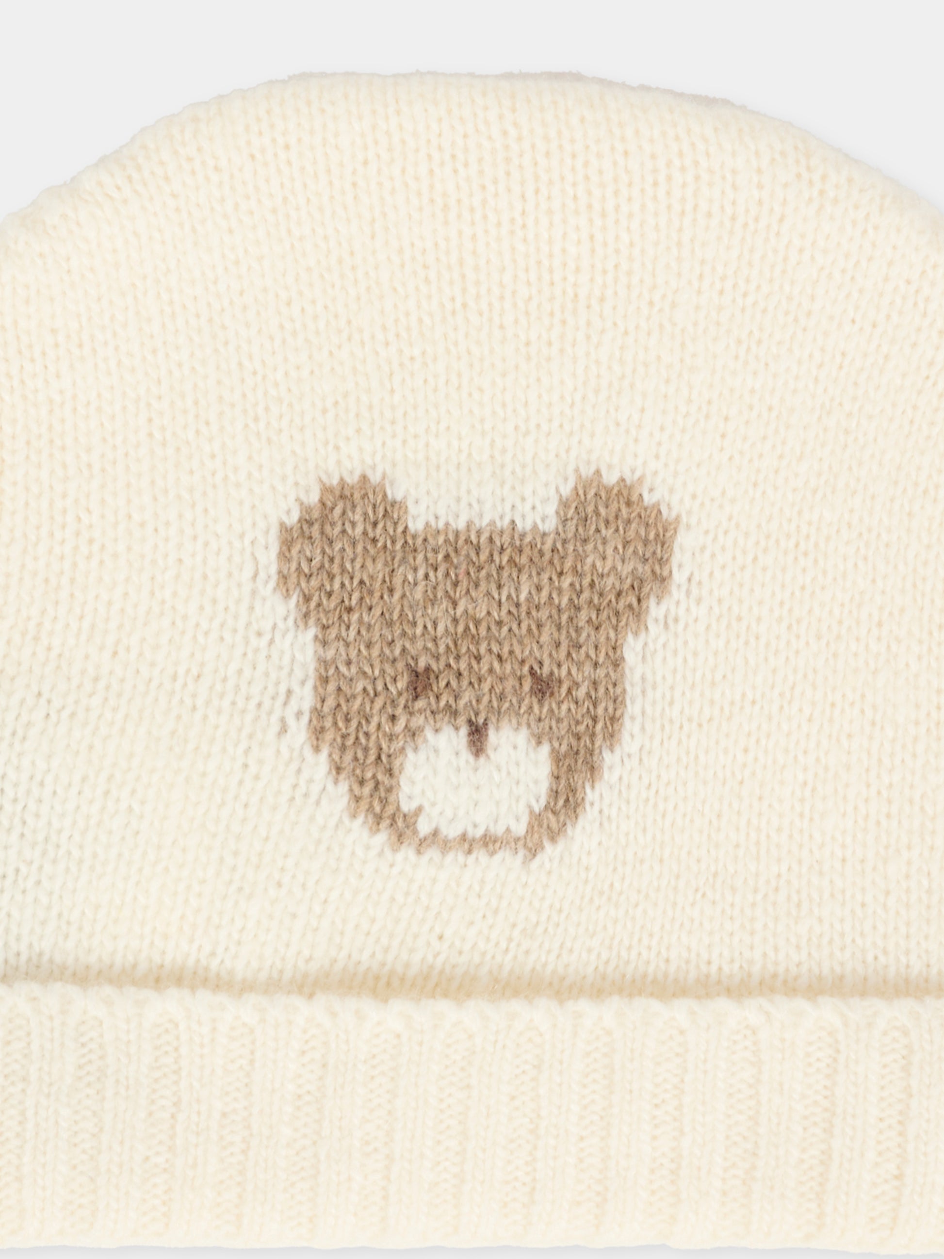 Berretto avorio per neonati con orsetto,J.o. Milano,569A1 PANNA