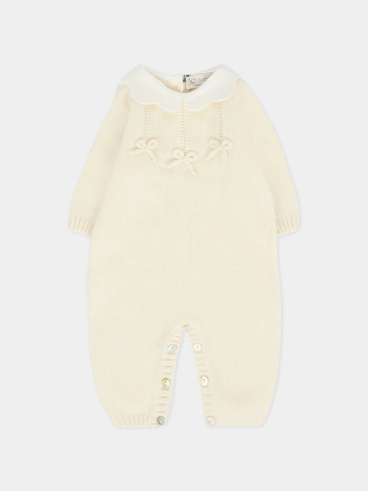 Tutina avorio per neonati con fiocchi,J.o. Milano,561D1 PANNA