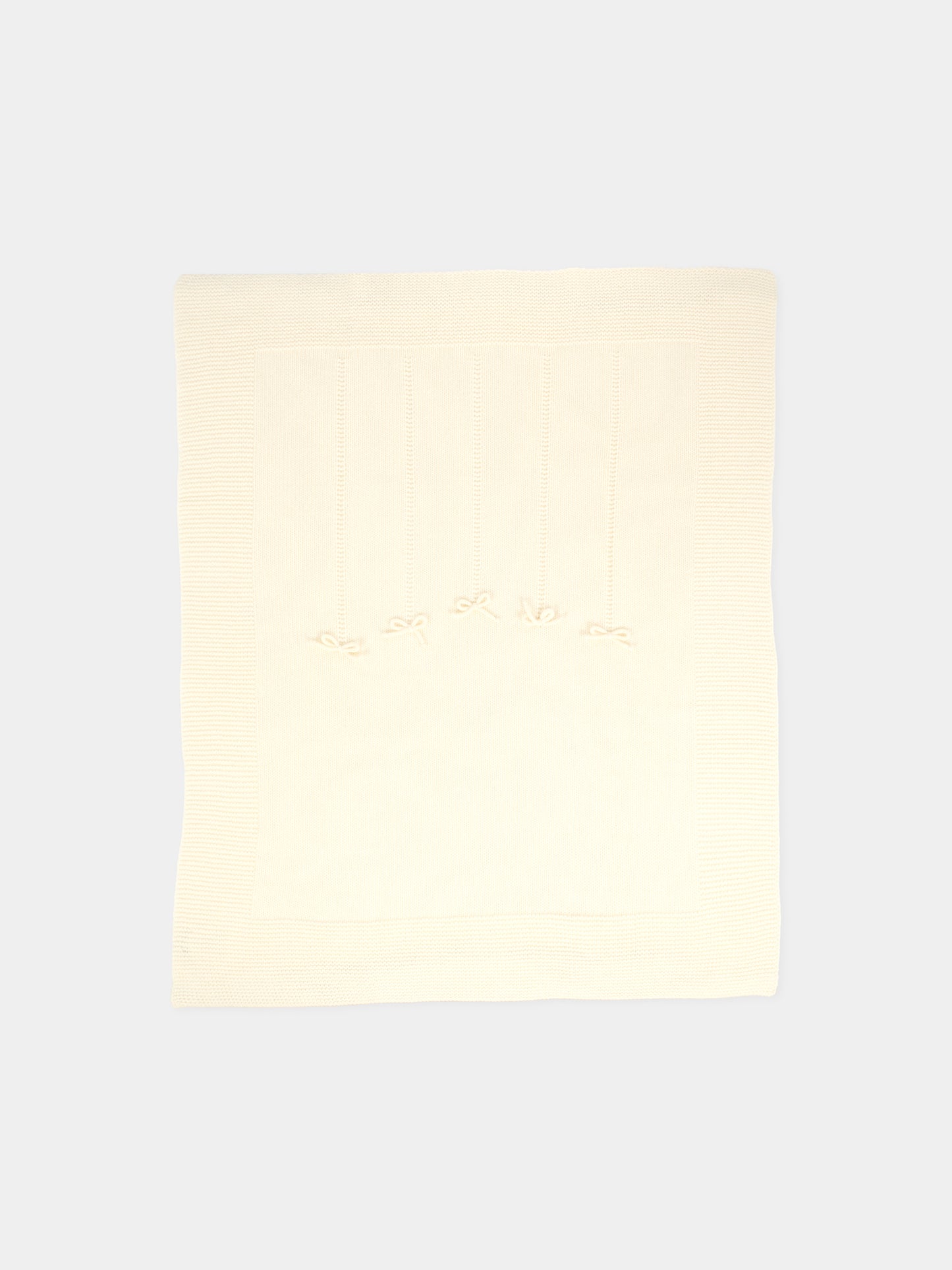 Coperta avorio per neonati con fiocchi,J.o. Milano,568D1 PANNA