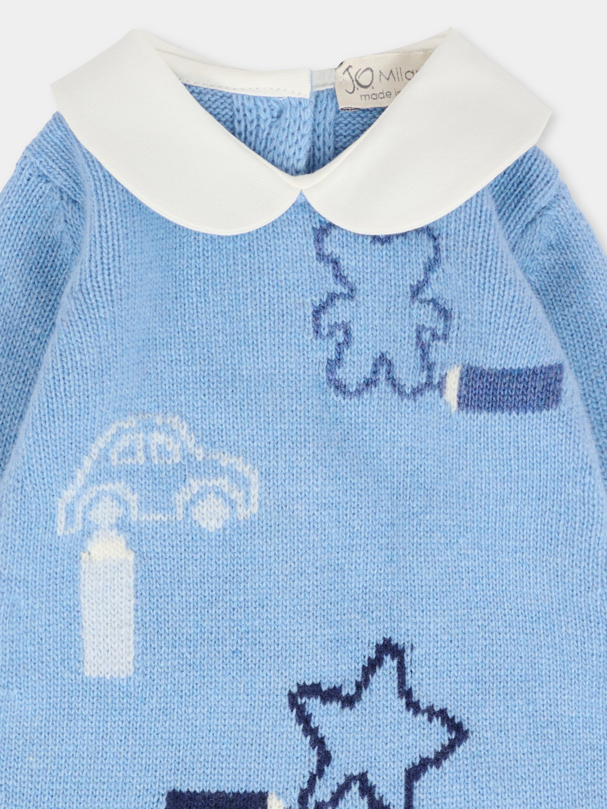 Tutina celeste per neonato con disegni,J.o. Milano,561A3 CELESTE