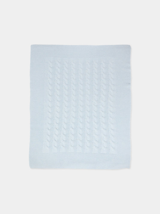 Coperta celeste per neonato con trecce,J.o. Milano,568A2 CIELO