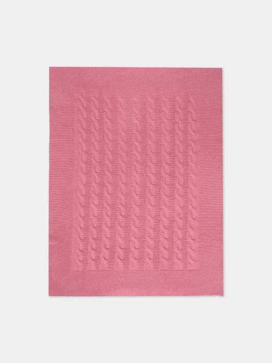 Coperta rosa per neonata con trecce,J.o. Milano,568A2 ROSA ANTICO