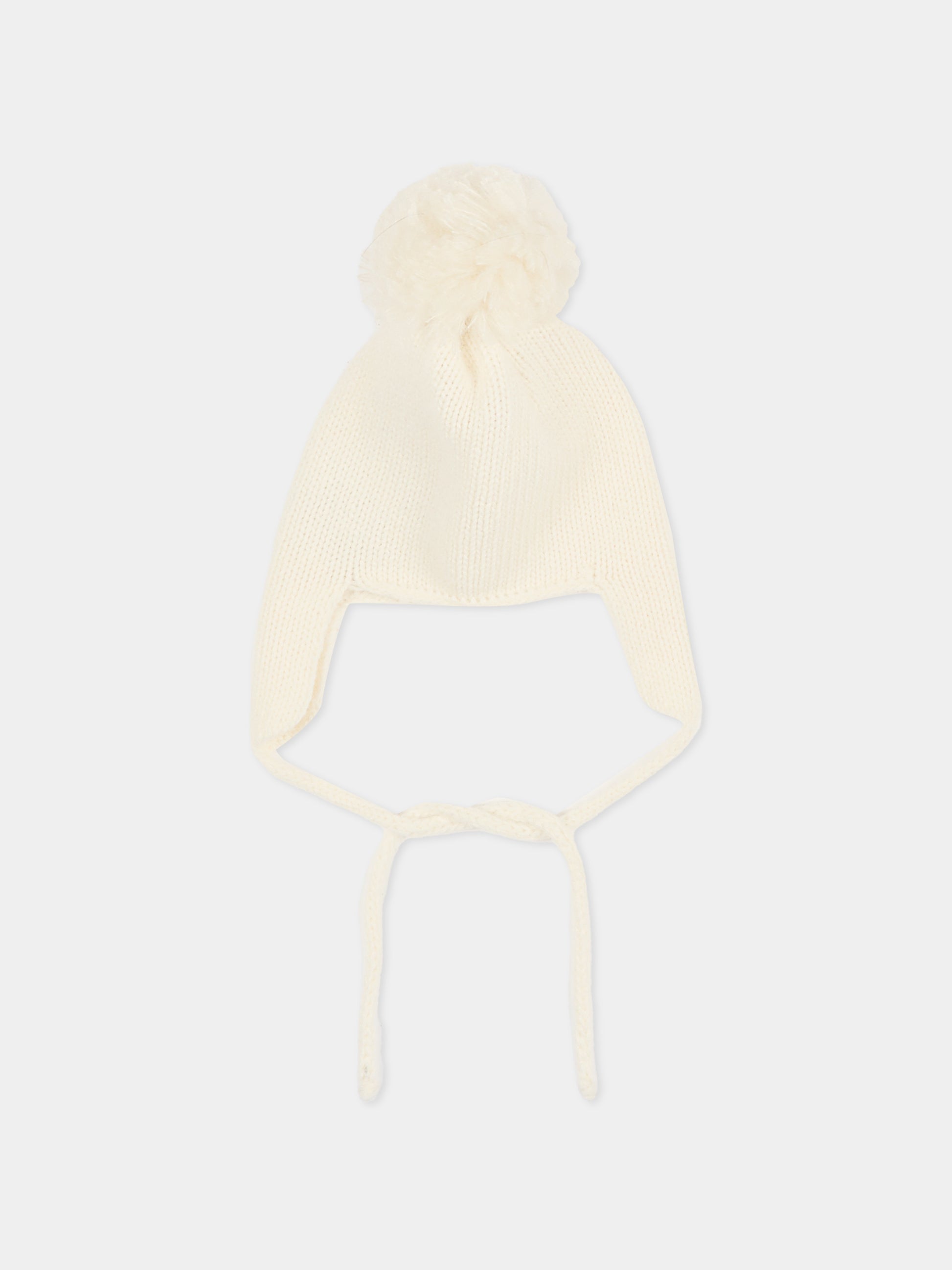 Cappello avorio per neonati con pompon,J.o. Milano,569Z0 PANNA