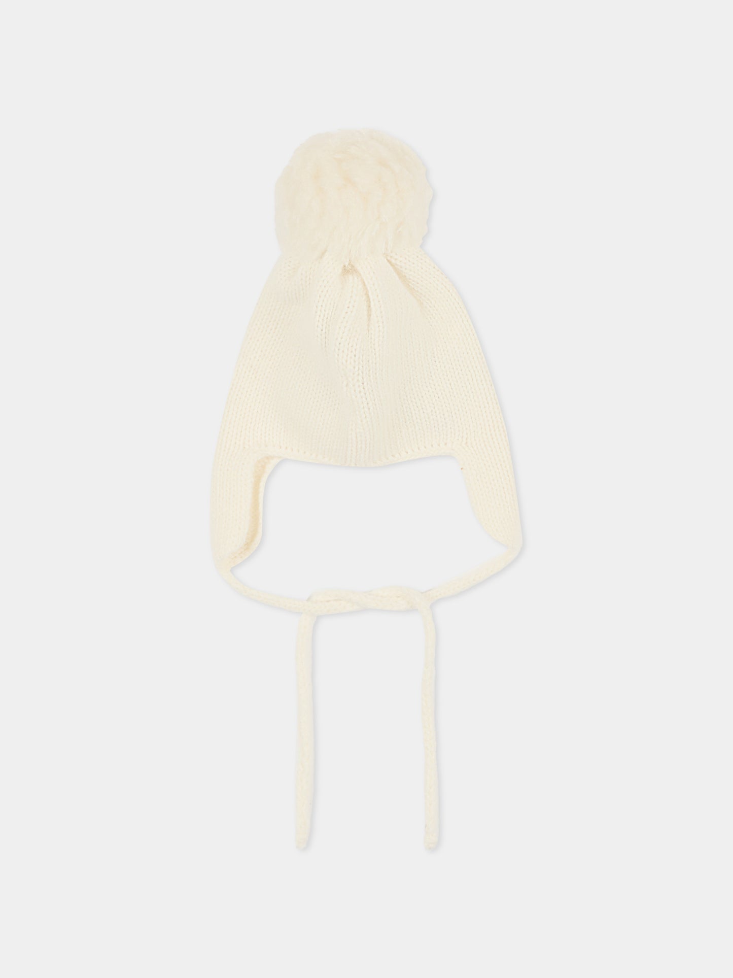 Cappello avorio per neonati con pompon,J.o. Milano,569Z0 PANNA