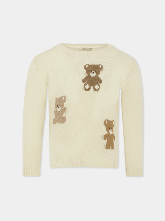 Maglione avorio per bambini con orsetti,J.o. Milano,563A1 PANNA