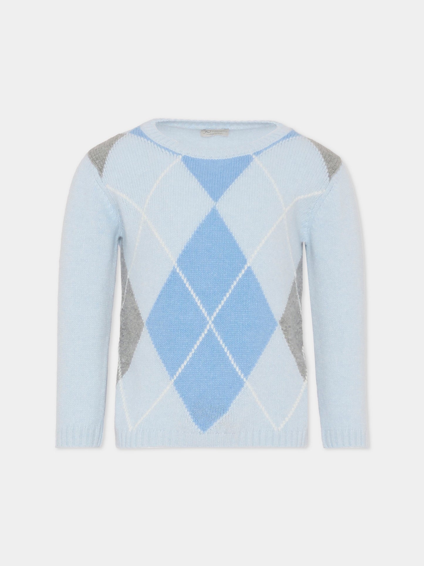 Maglione celeste per neonato con  motivo a rombi,J.o. Milano,563F2 CIELO