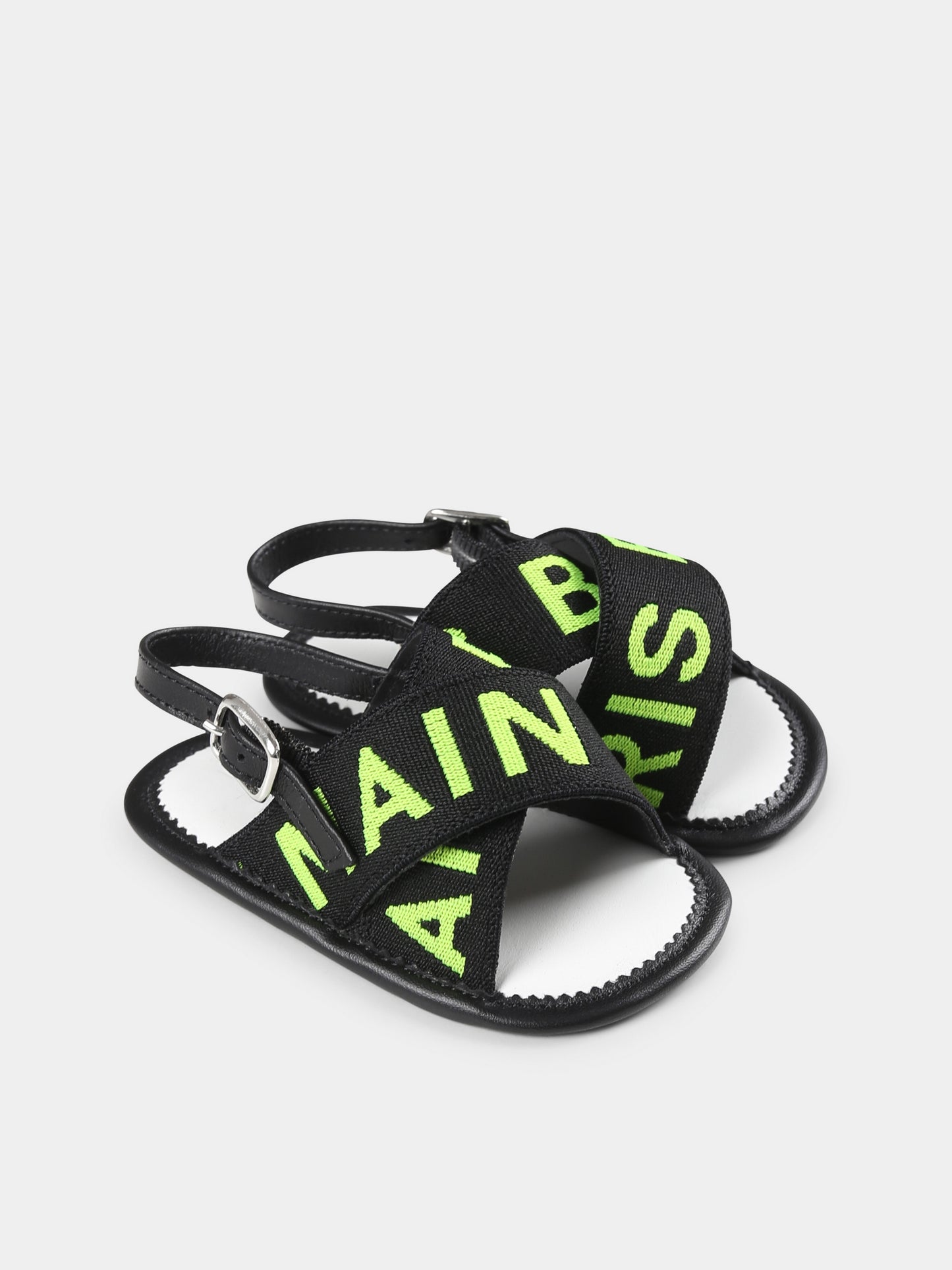 Sandali neri per neonati con logo,Balmain Kids,BU0656 Y0051 930GL