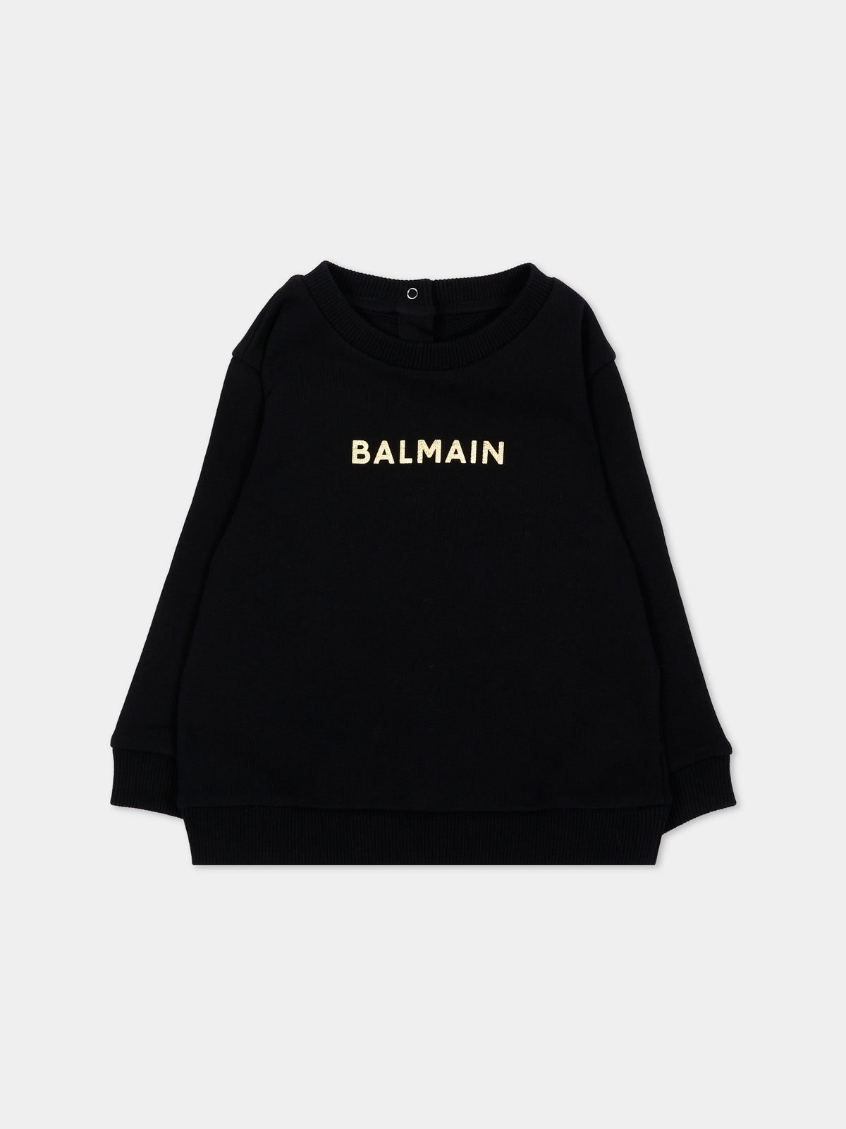 Felpa nera per neonato logo frontale,Balmain Kids,BU4600 Z0081 930OR