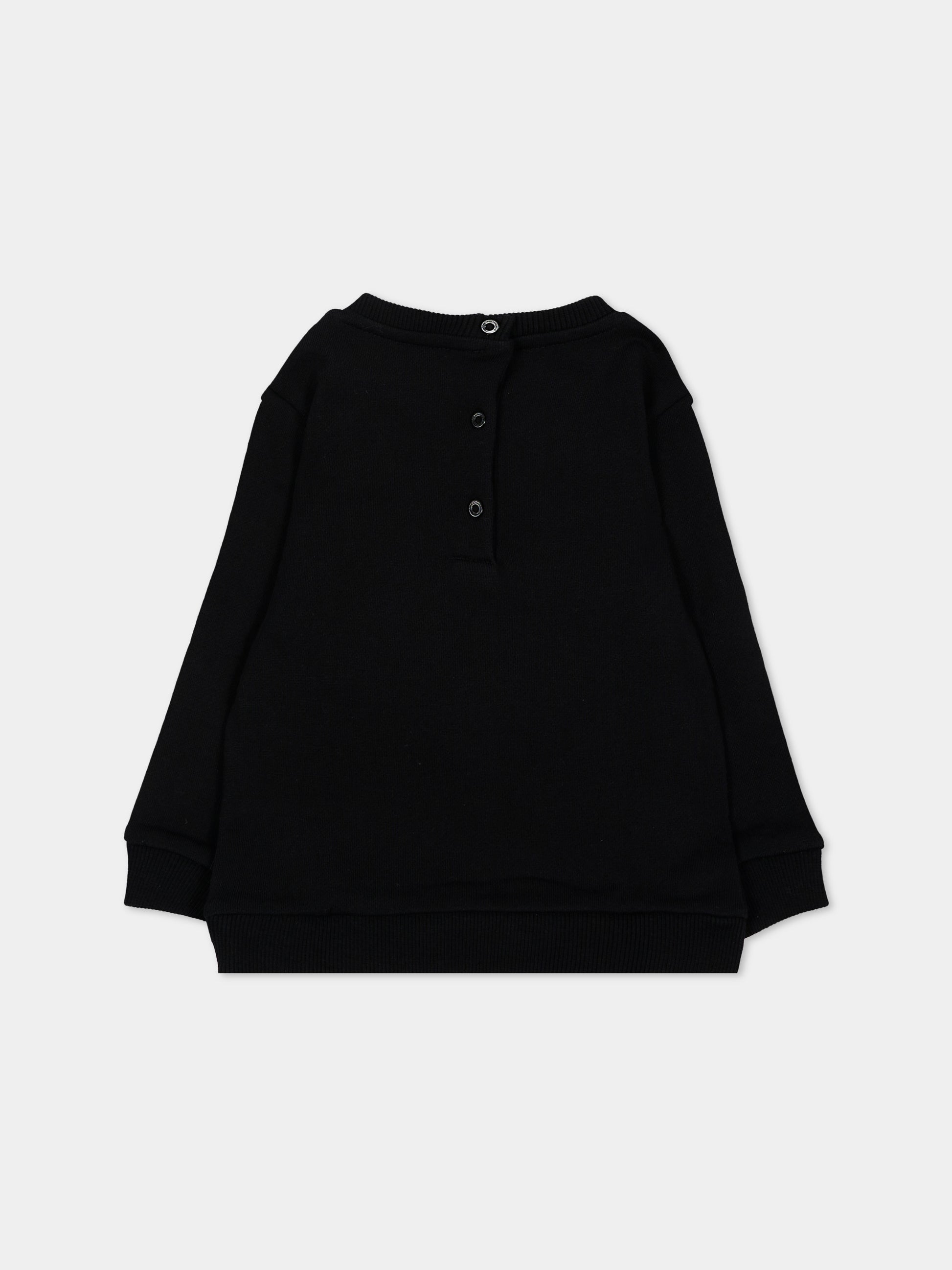 Felpa nera per neonato logo frontale,Balmain Kids,BU4600 Z0081 930OR