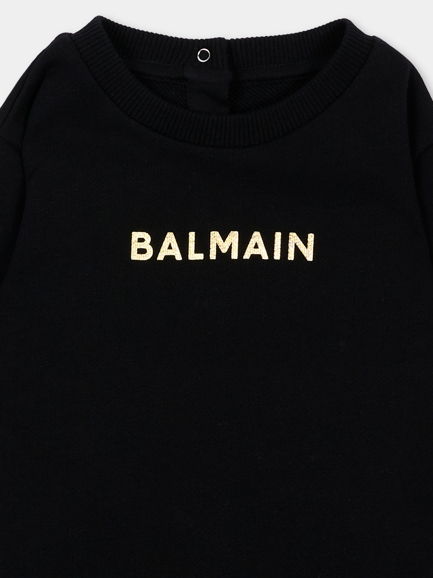 Felpa nera per neonato logo frontale,Balmain Kids,BU4600 Z0081 930OR