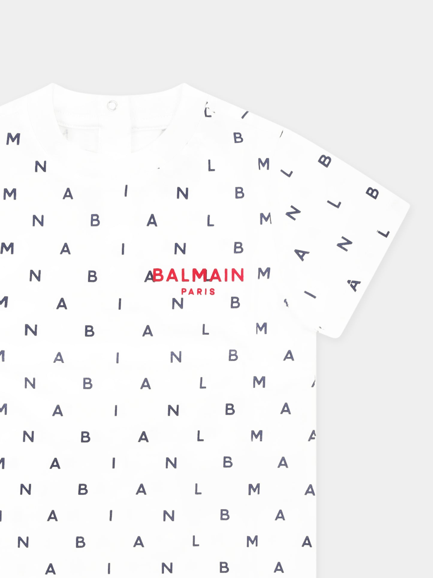 T-shirt bianca per neonati con logo all over,Balmain Kids,BU8581 Z1916 100BL