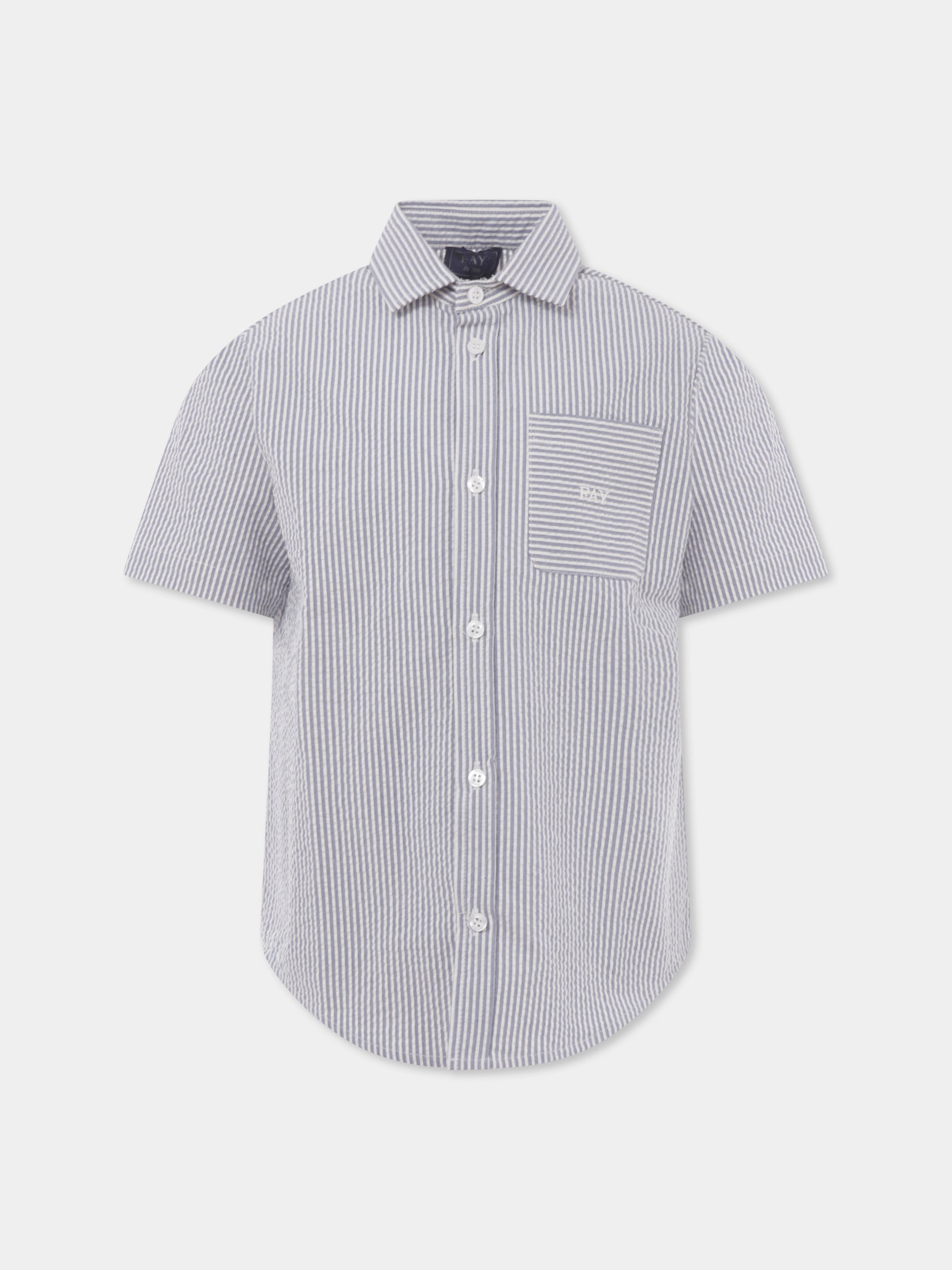 Camicia celeste per bambino con logo,Fay Kids,FU5P31 G0133 626AV