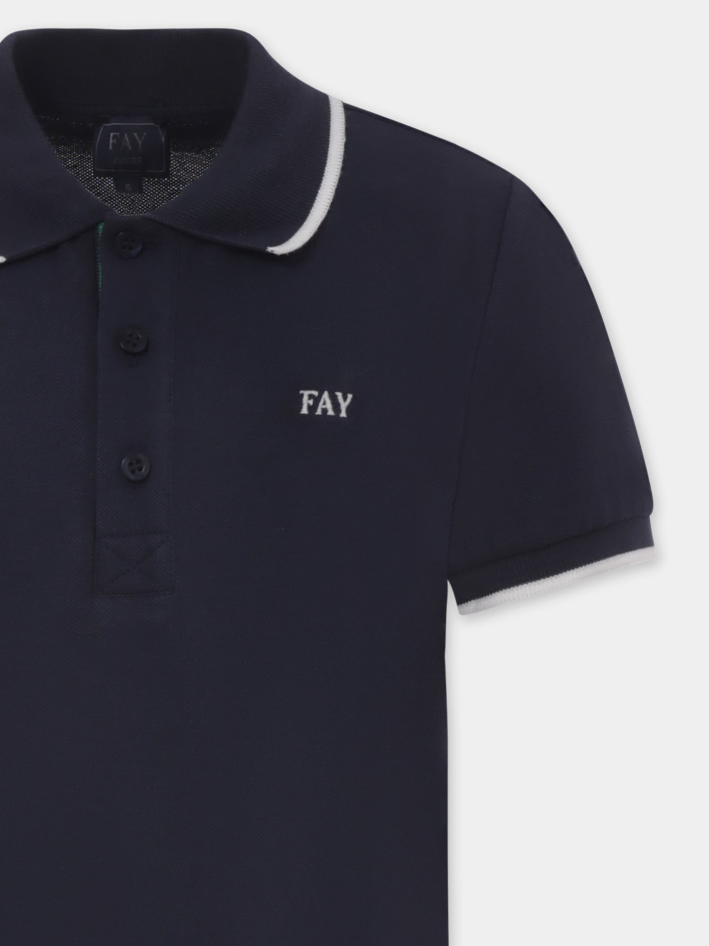 Polo blu per bambino con logo,Fay Kids,FU8P81 Z1834 635