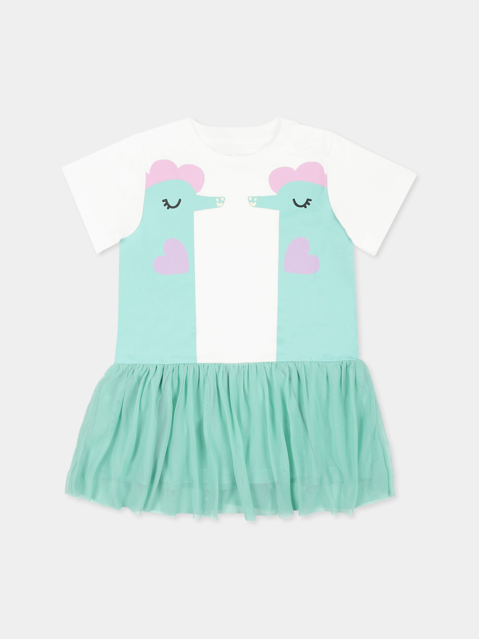 Vestito bianco per neonata con cavallucci marini,Stella Mccartney Kids,TU1031 Z0434 101