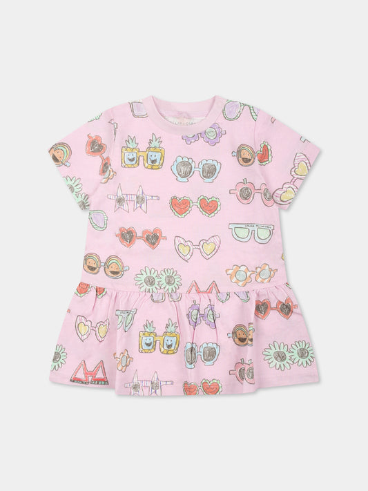 Vestito lilla per neonata con occhiali da sole all over,Stella Mccartney Kids,TU1061 Z1804 50HMC