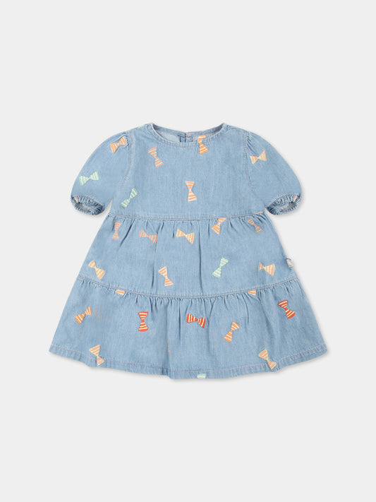 Vestito denim per neonata con fiocchi all over,Stella Mccartney Kids,TU1091 Z1817 601EM