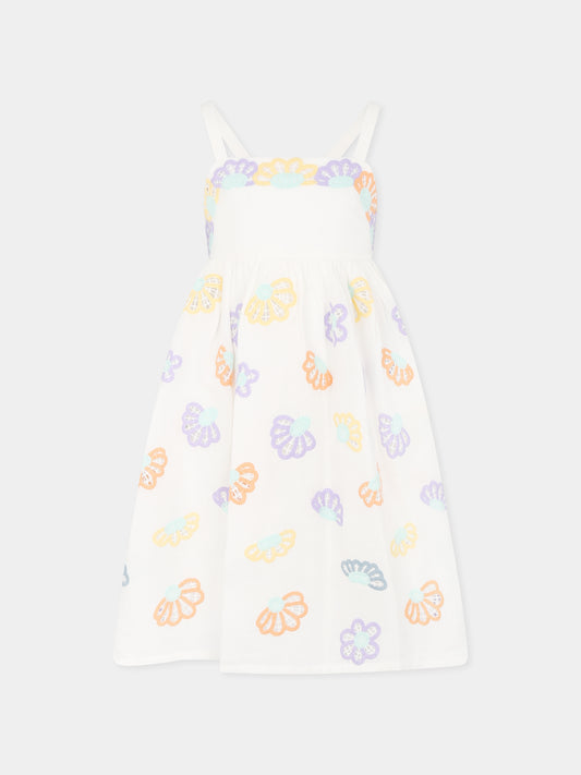 Robe blanche pour fille avec fleurs