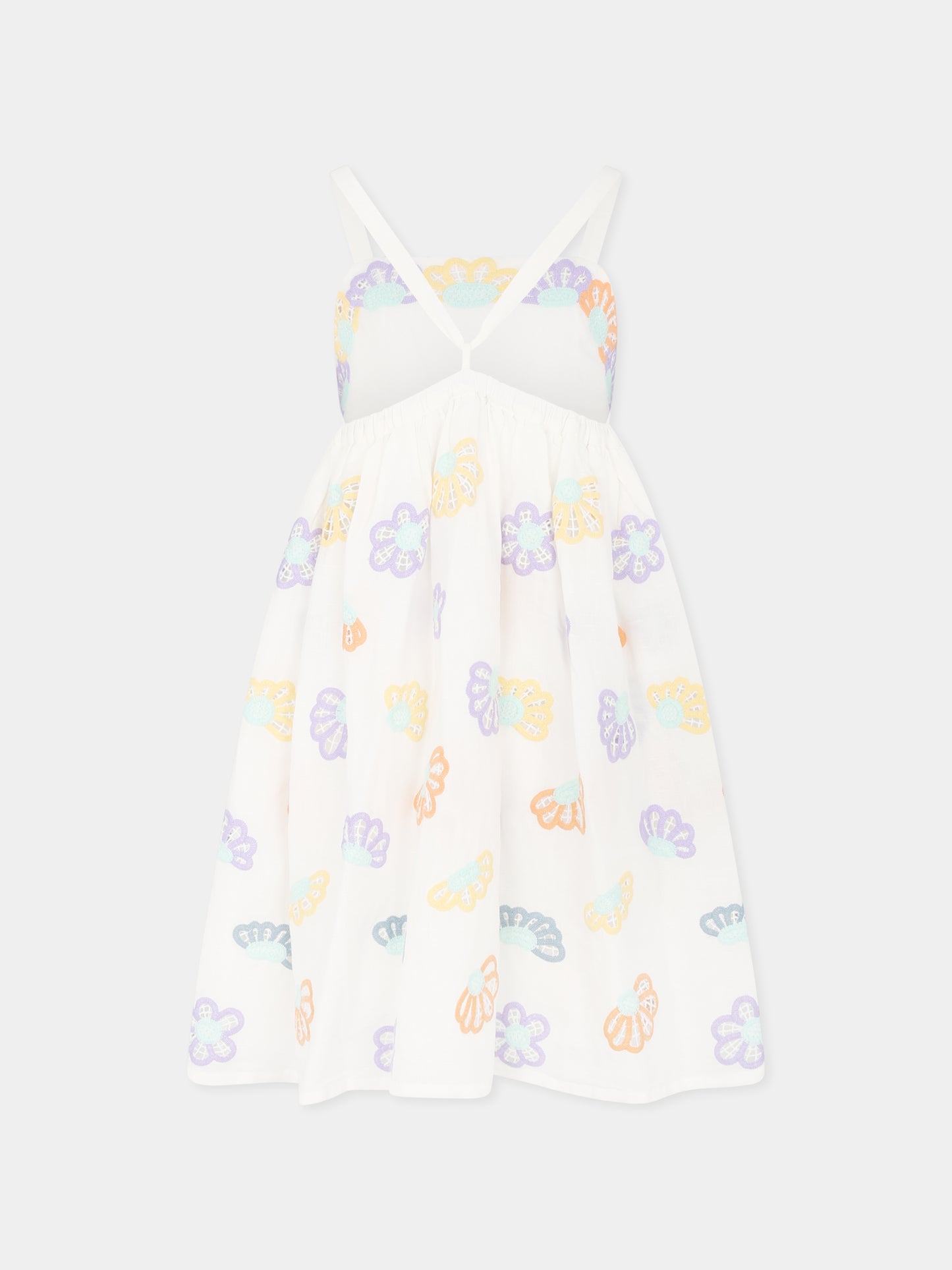 Robe blanche pour fille avec fleurs