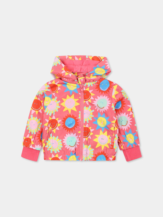 Giacca a vento rossa per neonata con sole all over,Stella Mccartney Kids,TU2017 Z1796 50DMC