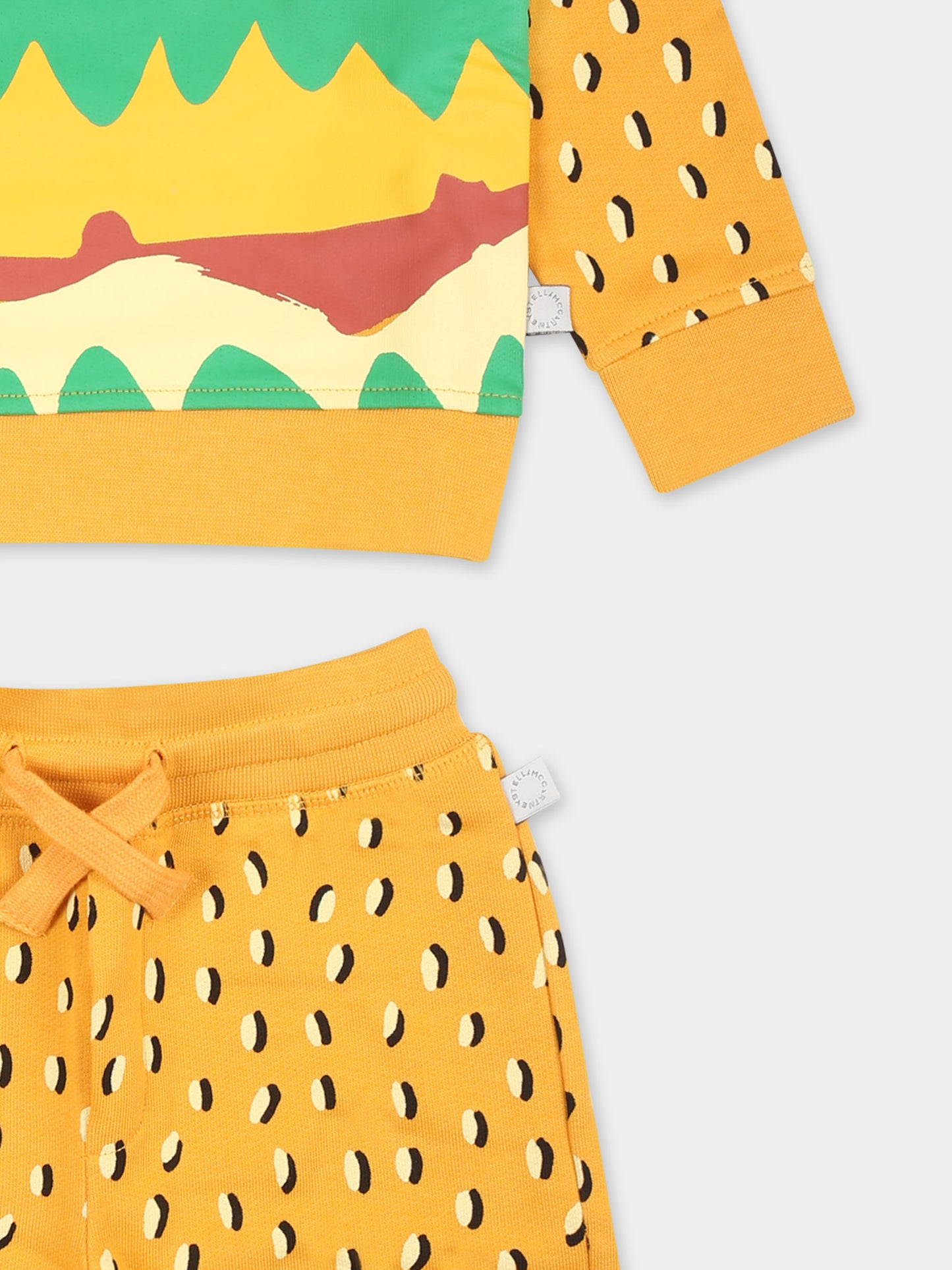 Completo giallo per neonato con stampa hamburger,Stella Mccartney Kids,TU3550 Z1743 207GL