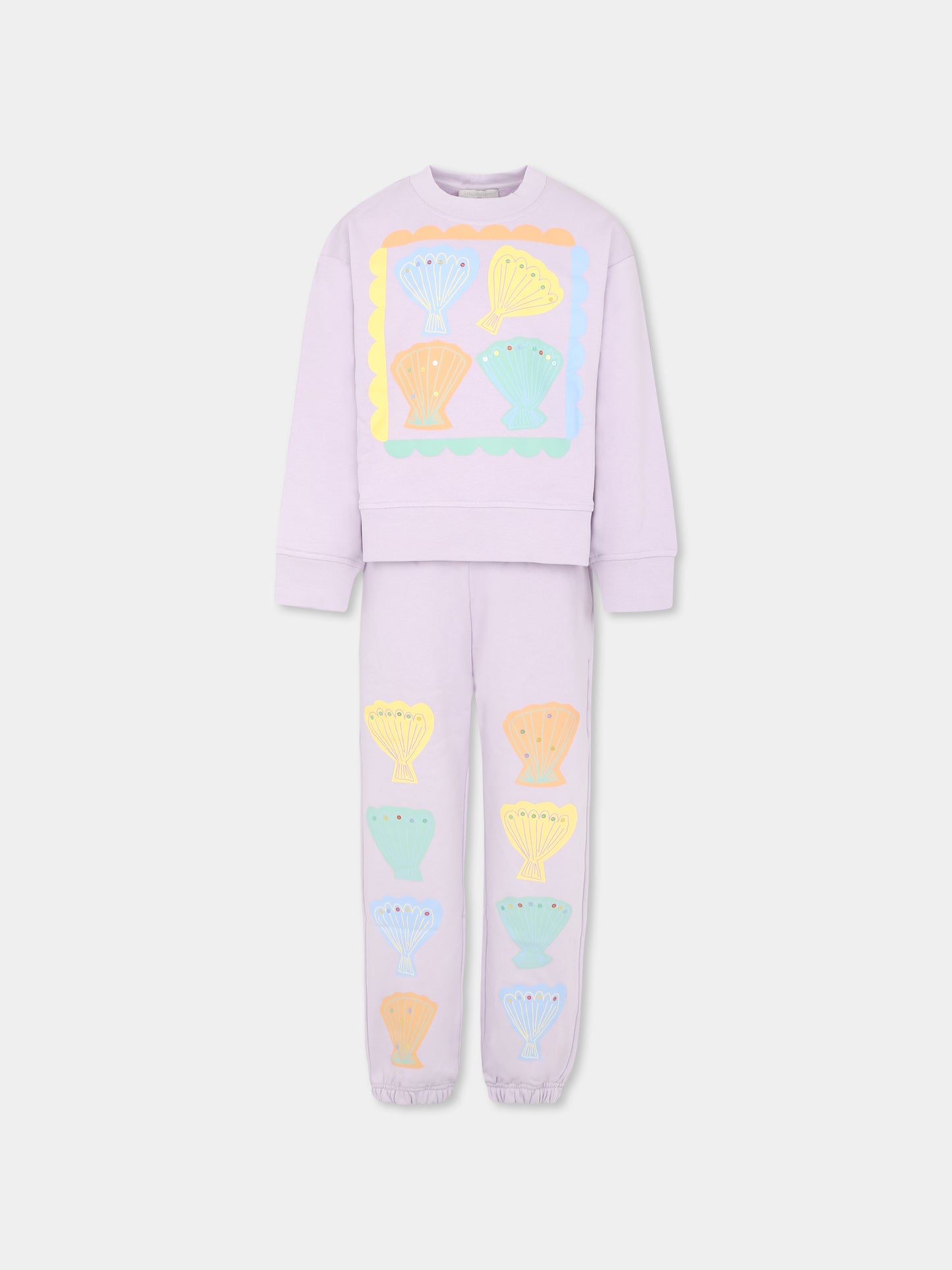 Completo lilla per bambina con stampa conchiglie,Stella Mccartney Kids,TU3A50 Z0499 572